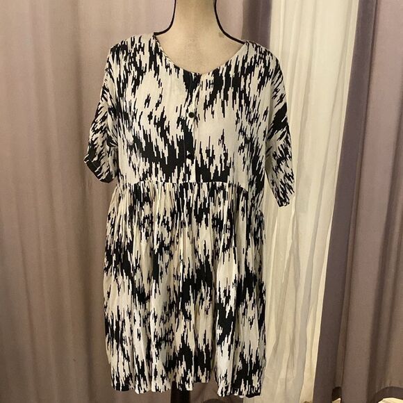 Ganni Monochrome Abstract Print viscose Dress, S - Picture 2 of 10